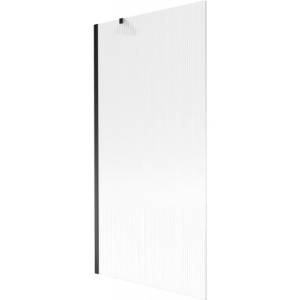 Mexen Next, vanová zástěna 1-křídlová 90 x 150 cm, fixní křídlo, 6 mm sklo s pruhy, černý profil, 895-090-000-00-09-70