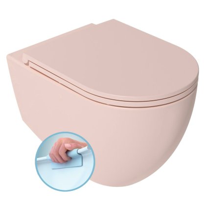 Isvea, INFINITY závěsná WC mísa, Rimless, 36,5x53cm, růžová Salmon, 10NF02004-2S
