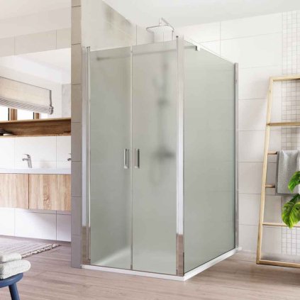 Mereo, Sprchový kout, Lima, obdélník, lítací dveře a pevný díl, chrom ALU, sklo Point, CK88542K