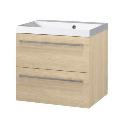 Mereo, Bino, koupelnová skříňka s umyvadlem z litého mramoru 61 cm, CN630M
