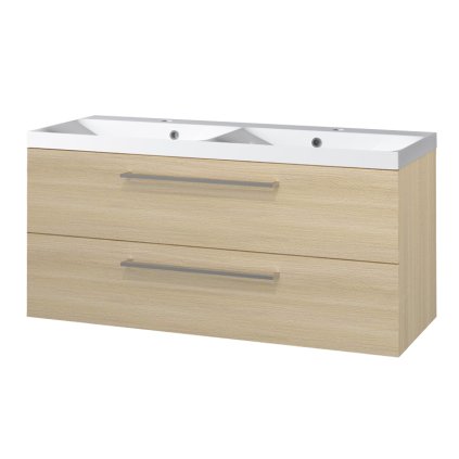 Mereo, Bino, koupelnová skříňka s umyvadlem z litého mramoru 121 cm, CN633M