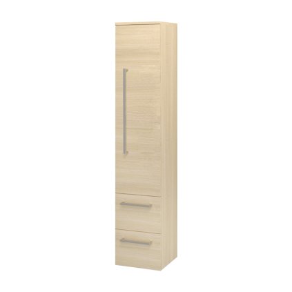 Mereo, Bino, koupelnová skříňka vysoká 163 cm, pravé otevírání, bílá, bílá/dub, CN638