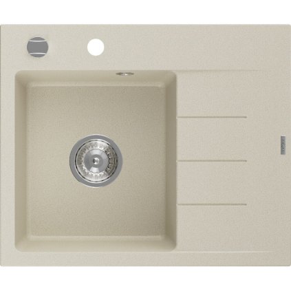 Mexen Ben, 1-komorový granitový dřez 600x500x190 mm, levý+ chromový sifon, béžová, 6522605000-69