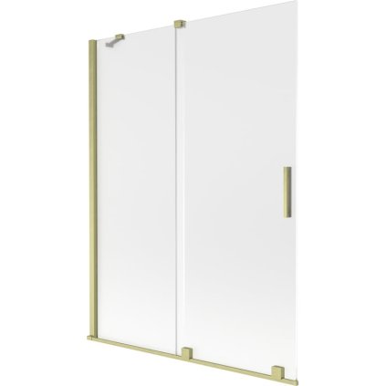 Mexen Velar, 2-křídlová posuvná vanová zástěna 130 x 150 cm, 8mm sklo námraza, zlatá matná, 896-130-000-31-55