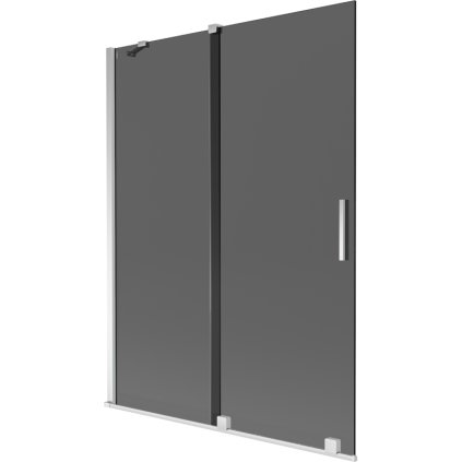 Mexen Velar, 2-křídlová posuvná vanová zástěna 130 x 150 cm, 8mm šedé sklo, chromová, 896-130-000-41-01