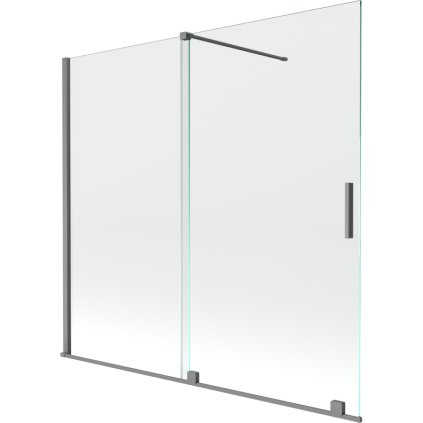 Mexen Velar, 2-křídlová posuvná vanová zástěna 170 x 150 cm, 8mm čiré sklo, broušený grafit, 896-170-000-01-95