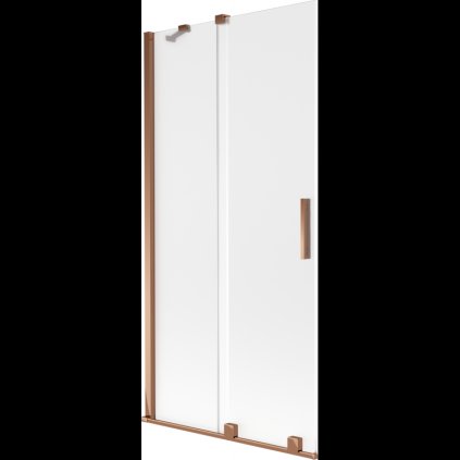 Mexen Velar, 2-křídlová posuvná vanová zástěna 95 x 150 cm, 8mm sklo námraza, růžové zlato, 896-095-000-31-60