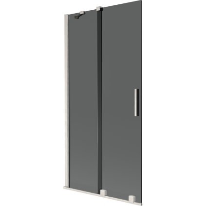 Mexen Velar, 2-křídlová posuvná vanová zástěna 95 x 150 cm, 8mm šedé sklo, broušená ocel, 896-095-000-41-97