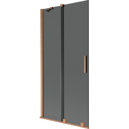 Mexen Velar, 2-křídlová posuvná vanová zástěna 95 x 150 cm, 8mm šedé sklo, měděná matná, 896-095-000-41-65