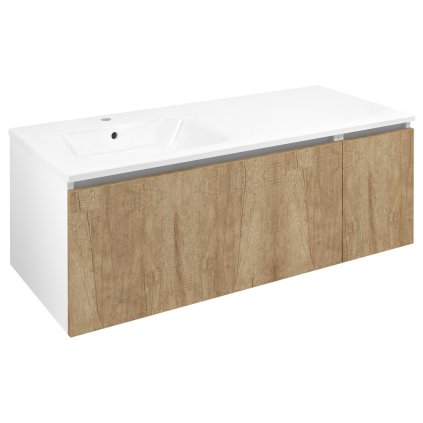 Sapho, LOREA skříňka s umyvadlem 121x46x51, 5cm (90+30cm), levá, dub Alabama/bílá matná, LE090-2231-L-02