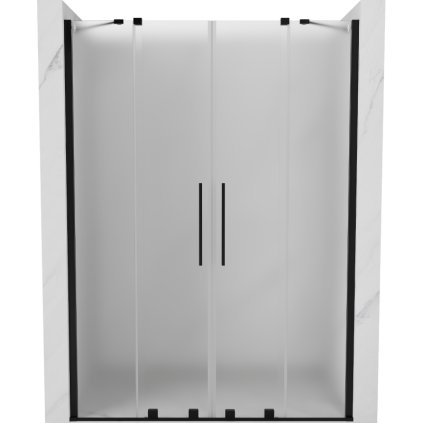 Mexen Velar Duo, posuvné sprchové dveře do otvoru 140 cm, 8mm sklo námraza, černá matná, 871-140-000-32-70