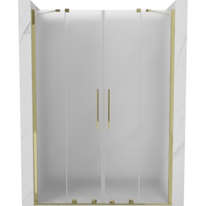 Mexen Velar Duo, posuvné sprchové dveře do otvoru 140 cm, 8mm sklo námraza, zlatá lesklá, 871-140-000-32-50