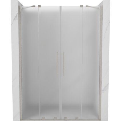 Mexen Velar Duo, posuvné sprchové dveře do otvoru 150 cm, 8mm sklo námraza, broušená ocel, 871-150-000-32-97