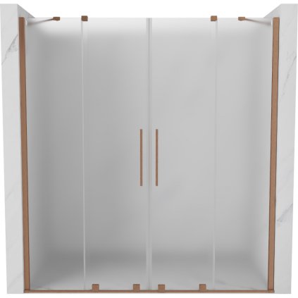 Mexen Velar Duo, posuvné sprchové dveře do otvoru 170 cm, 8mm sklo námraza, měděná matná, 871-170-000-32-65