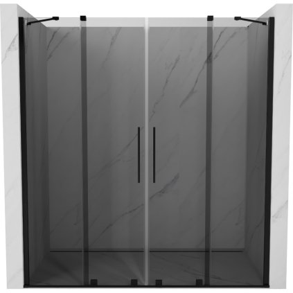 Mexen Velar Duo, posuvné sprchové dveře do otvoru 170 cm, 8mm šedé sklo, černá matná, 871-170-000-42-70
