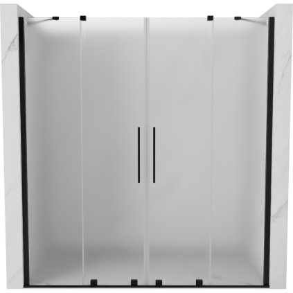 Mexen Velar Duo, posuvné sprchové dveře do otvoru 180 cm, 8mm sklo námraza, černá matná, 871-180-000-32-70