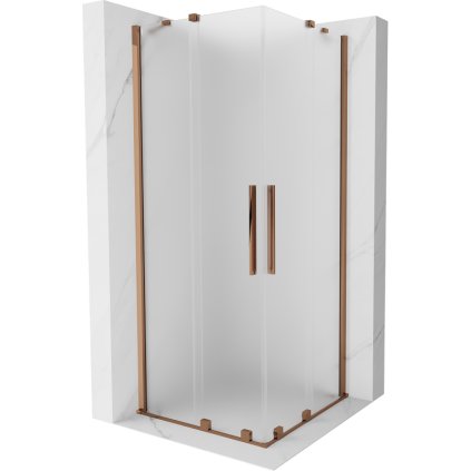 497156 3 mexen velar duo sprchovy kut s posuvnymi dverami 100 x 100 cm 8mm sklo namraza ruzove zlato 871 100 100 32 60