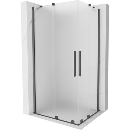 Mexen Velar Duo, sprchový kout s posuvnými dveřmi 100 x 90 cm, 8mm sklo námraza, grafit broušený, 871-100-090-32-66