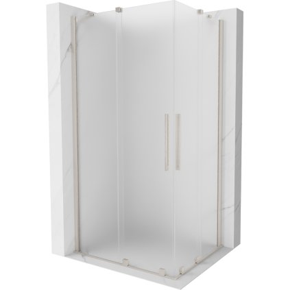 Mexen Velar Duo, sprchový kout s posuvnými dveřmi 90 x 80 cm, 8mm sklo námraza, broušená ocel, 871-090-080-32-97