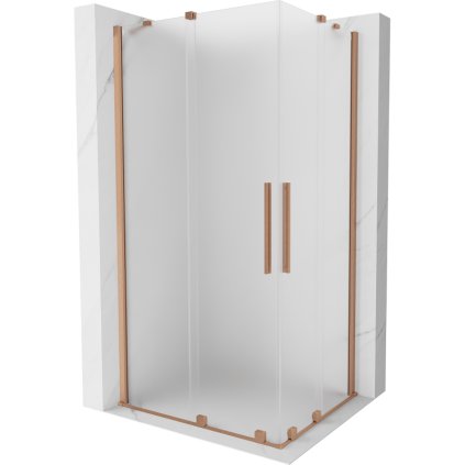 Mexen Velar Duo, sprchový kout s posuvnými dveřmi 90 x 80 cm, 8mm sklo námraza, měděná matná, 871-090-080-32-65