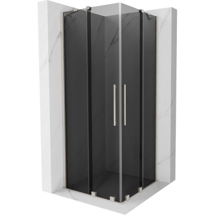 Mexen Velar Duo, sprchový kout s posuvnými dveřmi 90 x 90 cm, 8mm šedé sklo, broušená ocel, 871-090-090-42-97