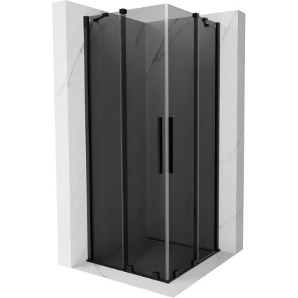 497543 mexen velar duo sprchovy kut s posuvnymi dverami 90 x 90 cm 8mm sede sklo cierna matna 871 090 090 42 70