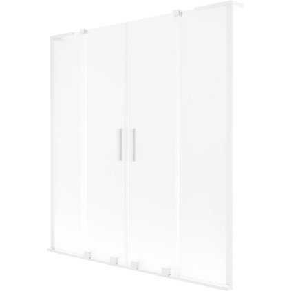 Mexen Velar L Duo, 2-křídlová posuvná vanová zástěna 140 x 150 cm, 8mm sklo námraza, bílá matná, 896-140-003-32-20