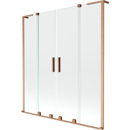 Mexen Velar L Duo, 2-křídlová posuvná vanová zástěna 150 x 150 cm, 8mm čiré sklo, měděná matná, 896-150-003-02-65