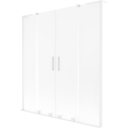 Mexen Velar L Duo, 2-křídlová posuvná vanová zástěna 150 x 150 cm, 8mm sklo námraza, bílá matná, 896-150-003-32-20