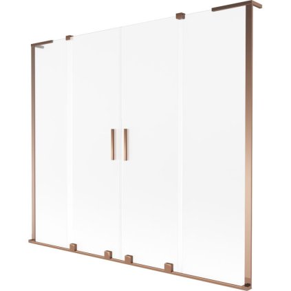Mexen Velar L Duo, 2-křídlová posuvná vanová zástěna 200 x 150 cm, 8mm sklo námraza, růžové zlato, 896-200-003-32-60