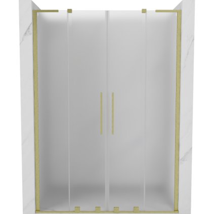Mexen Velar L Duo, posuvné sprchové dveře do otvoru 150 cm, 8mm sklo námraza, zlatá matná, 871-150-003-32-55