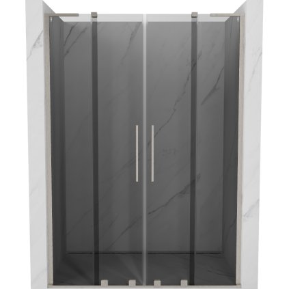 Mexen Velar L Duo, posuvné sprchové dveře do otvoru 150 cm, 8mm šedé sklo, broušená ocel, 871-150-003-42-97