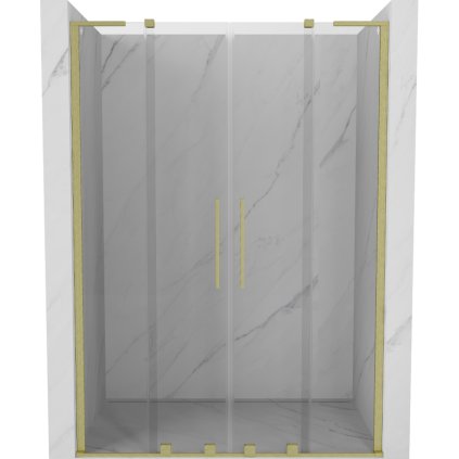 Mexen Velar L Duo, posuvné sprchové dveře do otvoru 160 cm, 8mm čiré sklo, zlatá matná, 871-160-003-02-55
