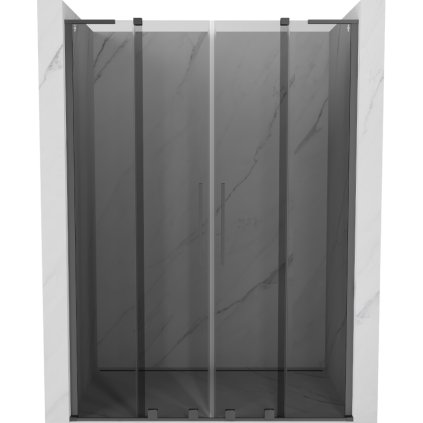 Mexen Velar L Duo, posuvné sprchové dveře do otvoru 160 cm, 8mm šedé sklo, broušený grafit, 871-160-003-42-95