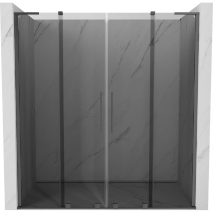 Mexen Velar L Duo, posuvné sprchové dveře do otvoru 170 cm, 8mm šedé sklo, broušený grafit, 871-170-003-42-95