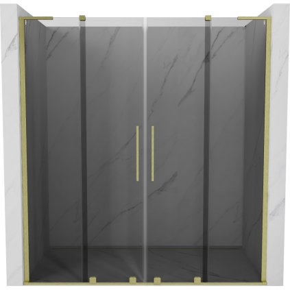 Mexen Velar L Duo, posuvné sprchové dveře do otvoru 170 cm, 8mm šedé sklo, zlatá matná, 871-170-003-42-55