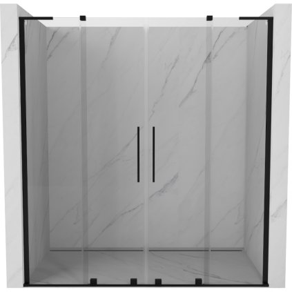 Mexen Velar L Duo, posuvné sprchové dveře do otvoru 180 cm, 8mm čiré sklo, černá matná, 871-180-003-02-70