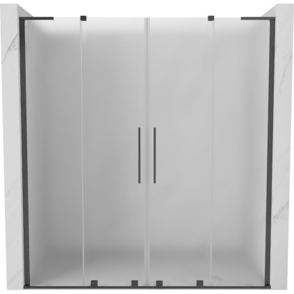 Mexen Velar L Duo, posuvné sprchové dveře do otvoru 180 cm, 8mm sklo námraza, grafit broušený, 871-180-003-32-66
