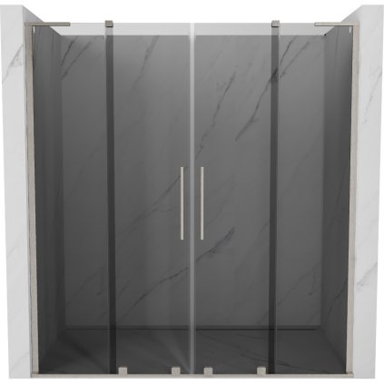 Mexen Velar L Duo, posuvné sprchové dveře do otvoru 200 cm, 8mm šedé sklo, broušená ocel, 871-200-003-42-97