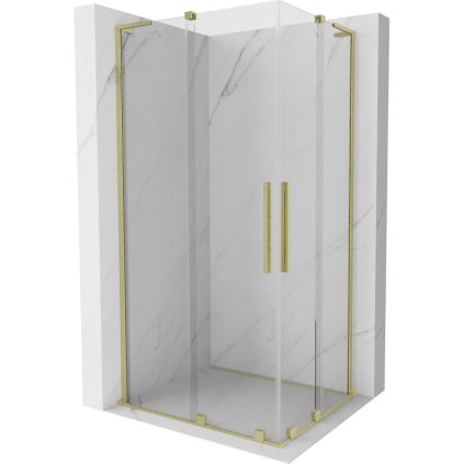 Mexen Velar L Duo, sprchový kout s posuvnými dveřmi 100 x 90 cm, 8mm čiré sklo, zlatá matná, 871-100-090-02-03-55