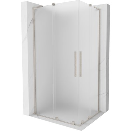Mexen Velar L Duo, sprchový kout s posuvnými dveřmi 100 x 90 cm, 8mm sklo námraza, broušená ocel, 871-100-090-02-33-97