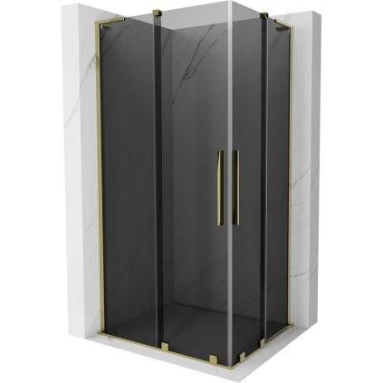 Mexen Velar L Duo, sprchový kout s posuvnými dveřmi 100 x 90 cm, 8mm šedé sklo, zlatá lesklá, 871-100-090-02-43-50