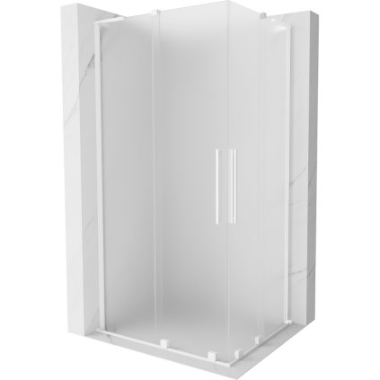 Mexen Velar L Duo, sprchový kout s posuvnými dveřmi 90 x 80 cm, 8mm sklo námraza, bílá matná, 871-090-080-02-33-20