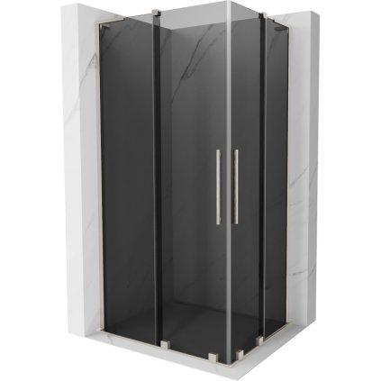 Mexen Velar L Duo, sprchový kout s posuvnými dveřmi 90 x 80 cm, 8mm šedé sklo, broušená ocel, 871-090-080-02-43-97