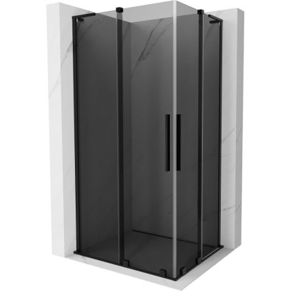 497723 mexen velar l duo sprchovy kut s posuvnymi dverami 90 x 80 cm 8mm sede sklo cierna matna 871 090 080 02 43 70