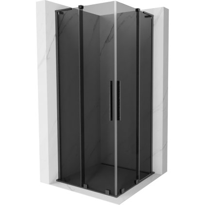 Mexen Velar L Duo, sprchový kout s posuvnými dveřmi 90 x 90 cm, 8mm šedé sklo, broušený grafit, 871-090-090-02-43-66
