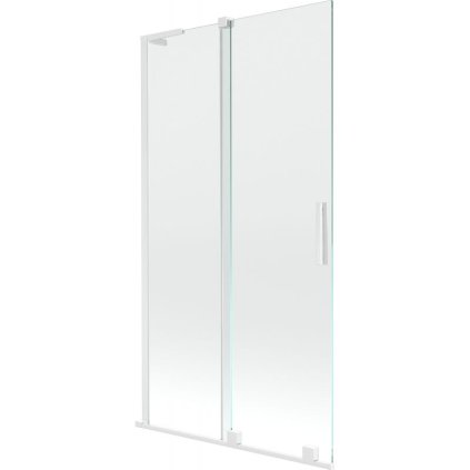 Mexen Velar L, 2-křídlová posuvná vanová zástěna 100 x 150 cm, 8mm čiré sklo, bílý profil, 896-100-003-01-20