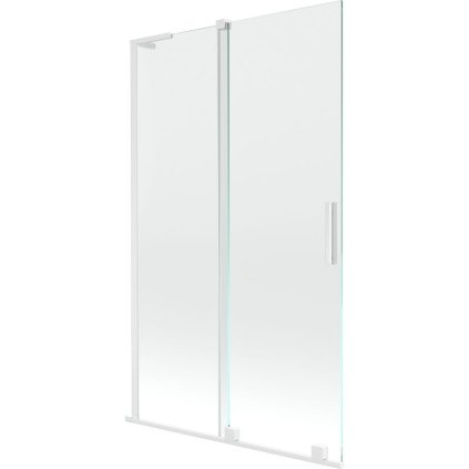 Mexen Velar L, 2-křídlová posuvná vanová zástěna 110 x 150 cm, 8mm čiré sklo, bílý profil, 896-110-003-01-20