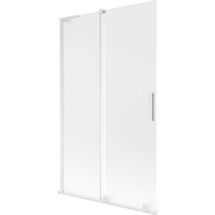 Mexen Velar L, 2-křídlová posuvná vanová zástěna 110 x 150 cm, 8mm sklo námraza, bílá matná, 896-110-003-31-20