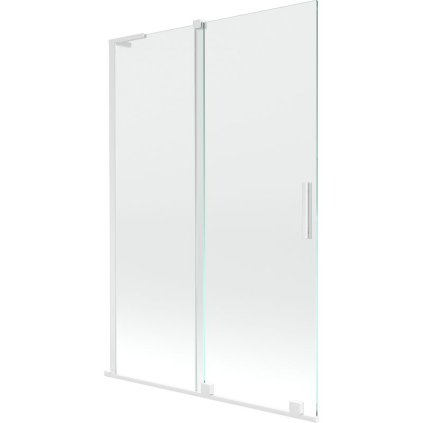 Mexen Velar L, 2-křídlová posuvná vanová zástěna 120 x 150 cm, 8mm čiré sklo, bílý profil, 896-120-003-01-20